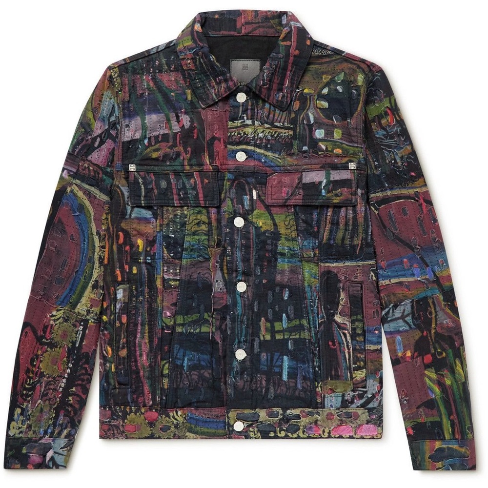 Givenchy - Josh Smith Distressed Printed Denim Jacket - Black